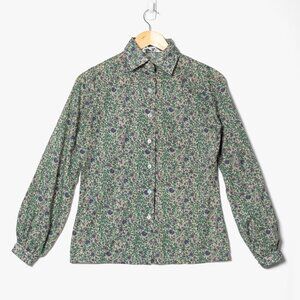 Vintage 80s Semi Sheer Shirt Size 10 Floral